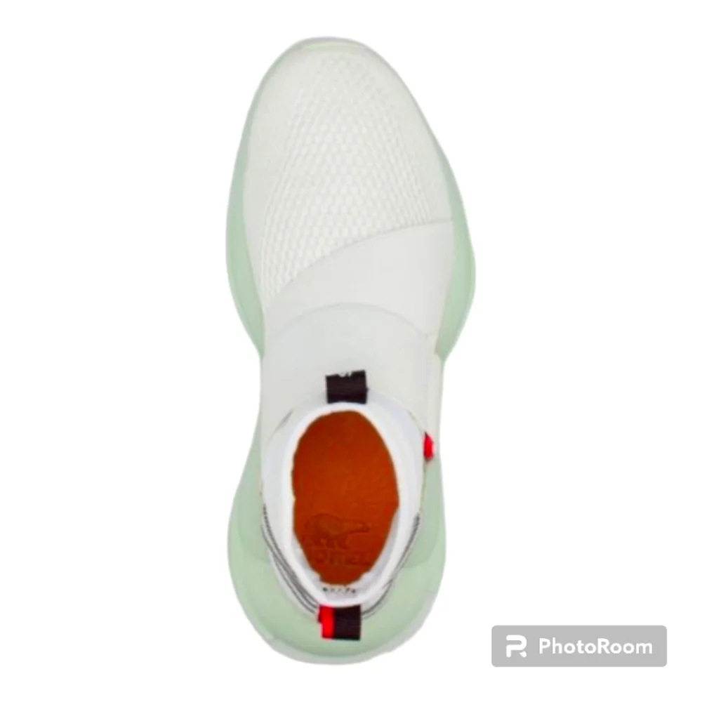 Sorel Explorer Defy Mid White Slip On Sock Tennis Sneakers Athlectic Shoe 7.5